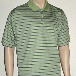 Greg Norman Play Dry Men's Green Striped Polo Golf Shirt Large